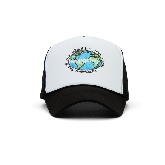 Keepgoing Globe Trucker Hat (White/Black)