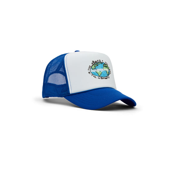 Keepgoing Globe Trucker Hat (White/Blue)